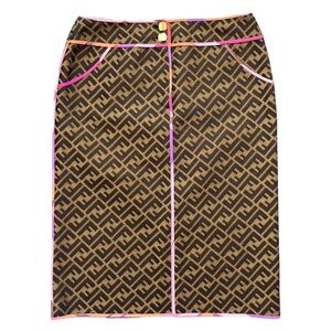 Fendi Zucca Zucchino FF Monogram Midi Skirt